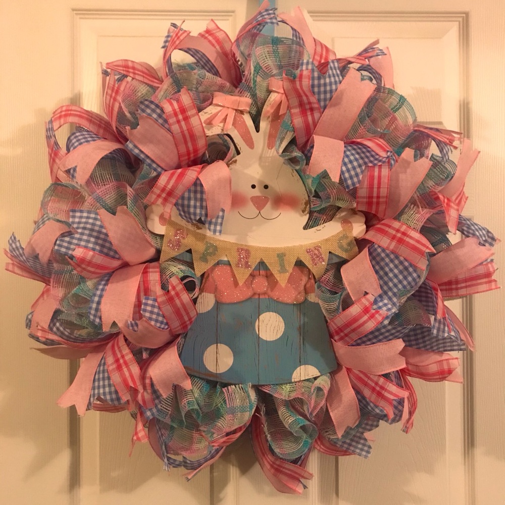 Homemade Spring Easter Bunny Wreath